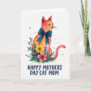 Watercolor Kitten Mothers Day Card