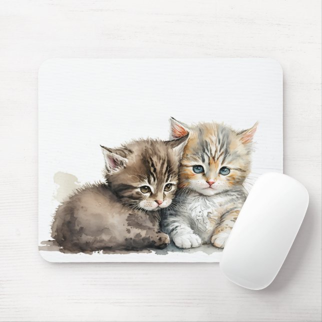 Watercolor Kittens Mouse Pad (With Mouse)
