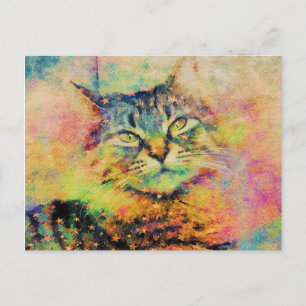Watercolor Kitty Postcard