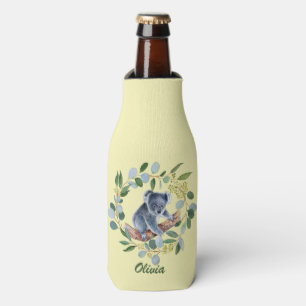 Watercolor Koala and Eucalyptus Wreath Bottle Cooler