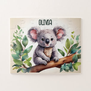 Watercolor Koala Baby Love Personalized Jigsaw Puzzle