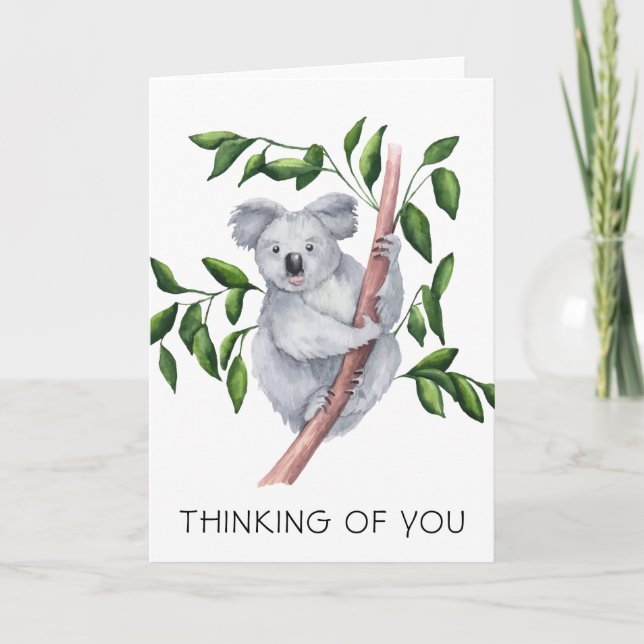 Watercolor Koala Bear Thinking Of You Card (Front)
