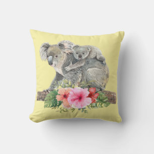 Watercolor Koala Bears Cute Mum & Baby Cushion