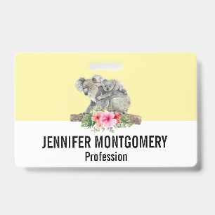 Watercolor Koala Bears Cute Mum & Baby ID Badge