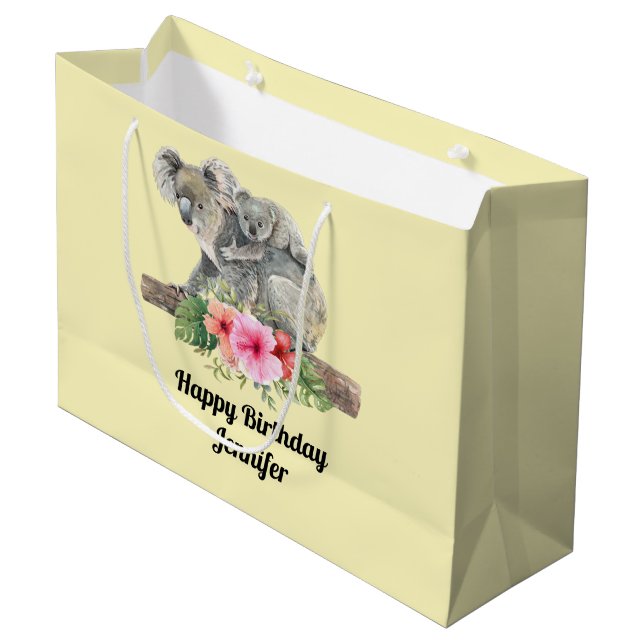 Watercolor Koala Bears Cute Mum & Baby Large Gift Bag (Front Angled)