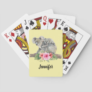 Watercolor Koala Bears Cute Mum & Baby Playing Cards