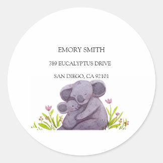 Watercolor Koala Family Classic Round Sticker