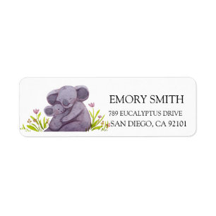Watercolor Koala Family Return Address Label