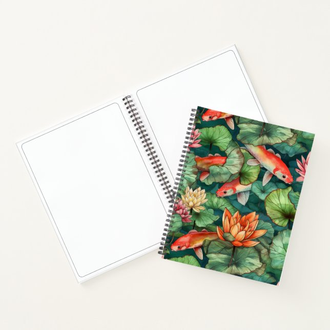 Watercolor Koi and Water Lilies Spiral Notebook (Inside)