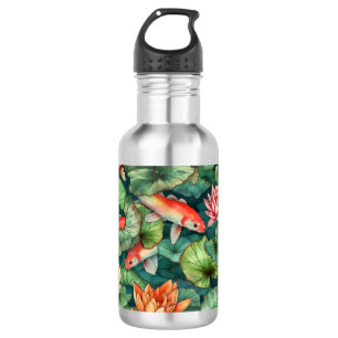 Watercolor Koi and Water Lilies Water Bottle