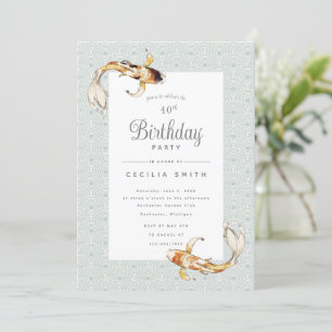 watercolor koi fish birthday party invitation