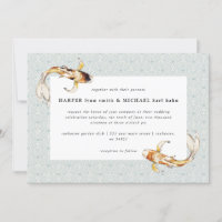 watercolor koi fish blue wedding invitation