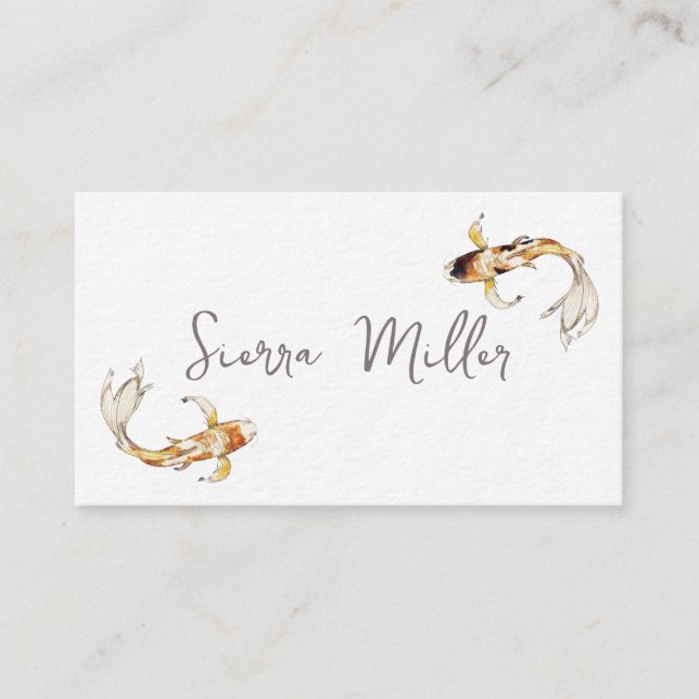 Watercolor koi fish business card (Front)