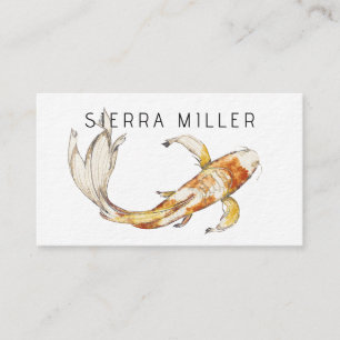 Watercolor koi fish business card