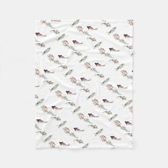 Watercolor Koi Fish Fleece Blanket (Front)