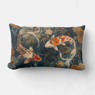Watercolor Koi Fish Illustration Lumbar Cushion