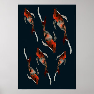Watercolor koi fish illustration poster