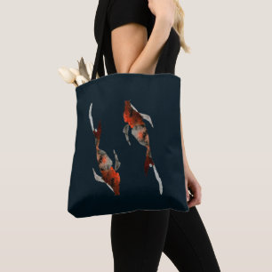 Watercolor koi fish illustration tote bag