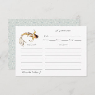 watercolor koi fish recipe card