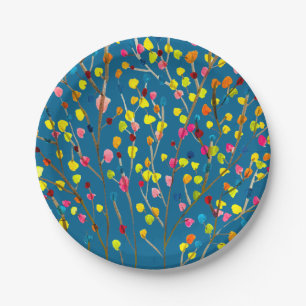 Watercolor koi fish red brown gold paper plates