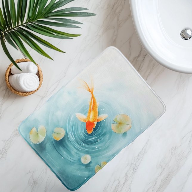 Watercolor Koi Fish Serenity Bath Mat (Creator Uploaded)