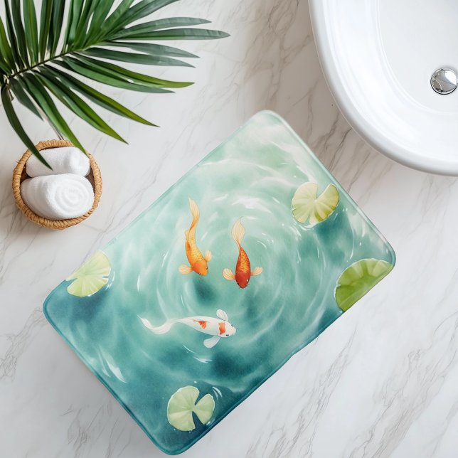 Watercolor Koi Fish Serenity Bath Mat (Creator Uploaded)