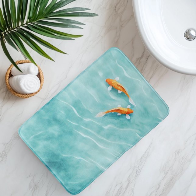 Watercolor Koi Fish Serenity Bath Mat (Creator Uploaded)