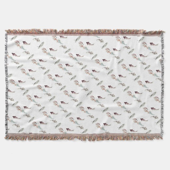 Watercolor Koi Fish Throw Blanket (Front)
