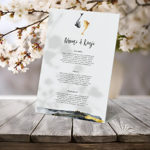 Watercolor Koi Fish Wedding Pedestal Sign