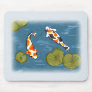 Watercolor Koi Pond Mousepad