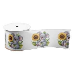Watercolor Koloa Bear With Sunflower Satin Ribbon