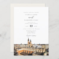Watercolor Kraków Skyline Buildings Wedding
