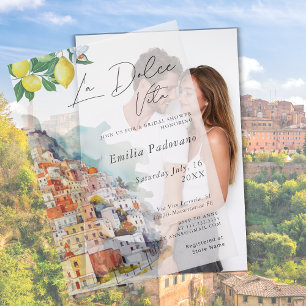 Watercolor La Dolce Vita Italian Bridal Shower  Vellum Invitations