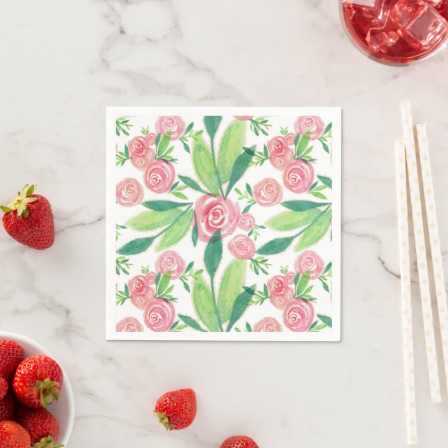 Watercolor La Rosa Whimsy Gold Napkins (Insitu)
