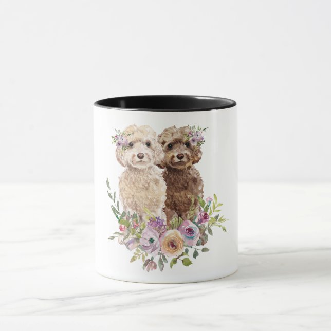 Watercolor Labradoodle /Goldendoodle Mug (Center)