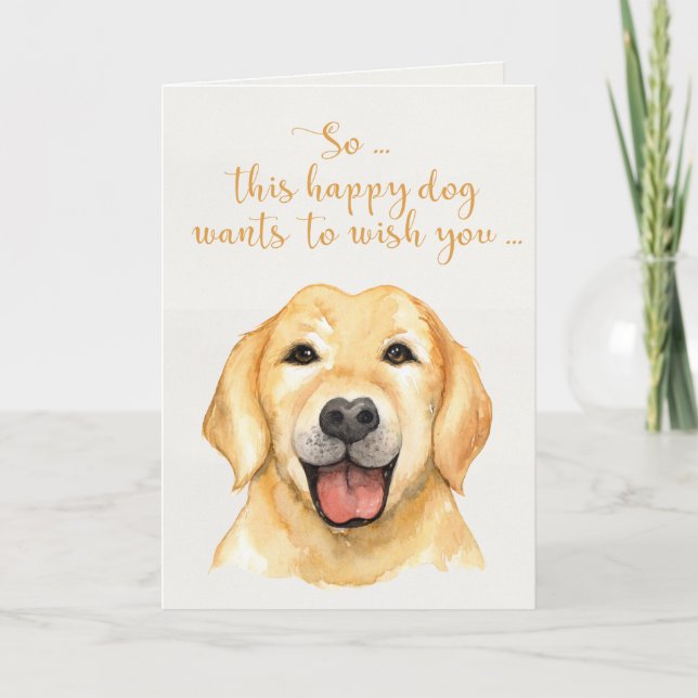 Watercolor Labrador Dog - Happy Birthday Card (Front)
