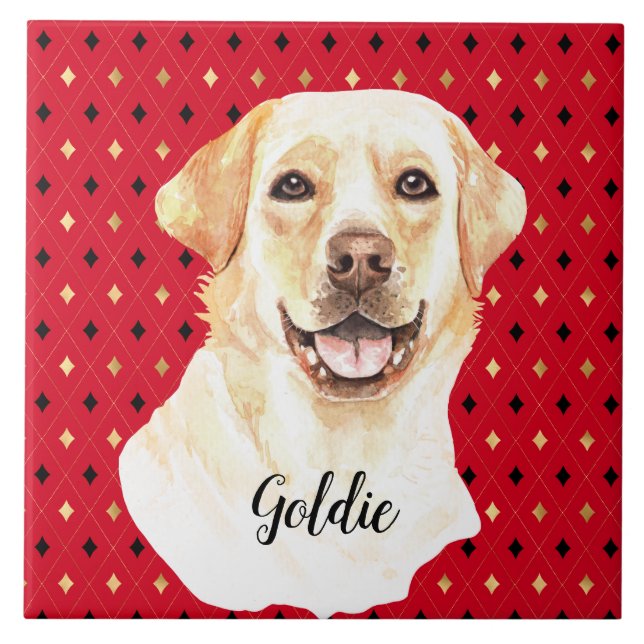 Watercolor Labrador Retriever Dog Personalised Ceramic Tile (Front)