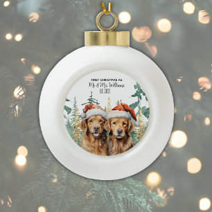 Watercolor Labrador Retrievers First Christmas Ceramic Ball Christmas Ornament
