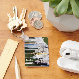 Watercolor Lacrosse Sticks Keychain