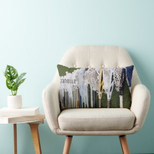 Watercolor Lacrosse Sticks Lumbar Cushion
