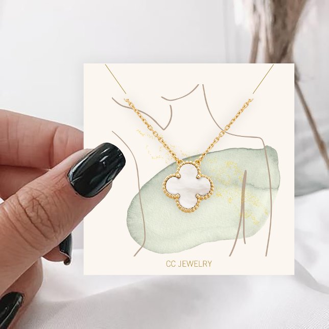 Watercolor Lady Jewellery Necklace Display  Square Business Card (Creator Uploaded)
