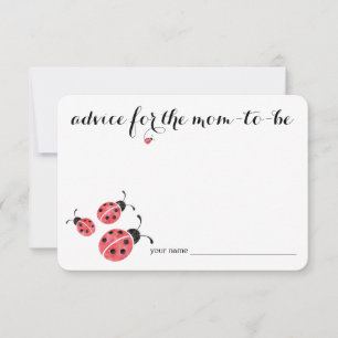 Watercolor Ladybug Advice for Mum Baby Shower Card