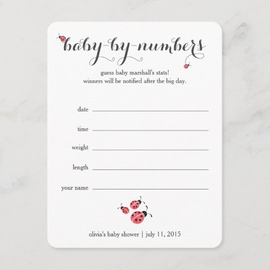 Watercolor Ladybug Baby Shower Guessing Game Zazzlecomau