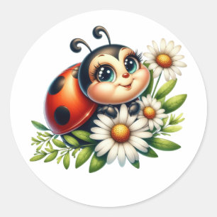 Watercolor Ladybug  Classic Round Sticker