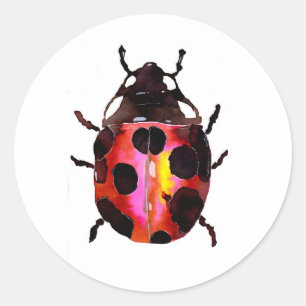 Watercolor Ladybug Classic Round Sticker