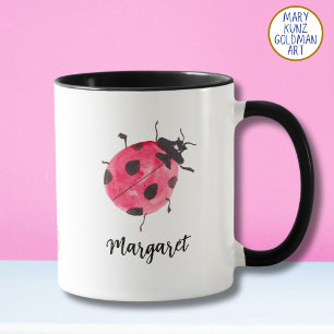 Watercolor Ladybug Hand-Illustrated Valentines Day Mug