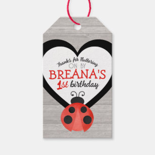 Watercolor Ladybug on Wood Birthday Favour Gift Tags