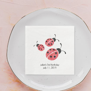 Watercolor Ladybug Paper Napkins