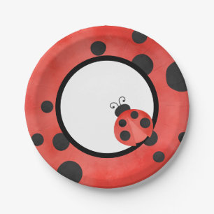 Watercolor Ladybug Party Paper Plate