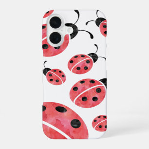 Watercolor Ladybug Pattern iPhone 16 Case